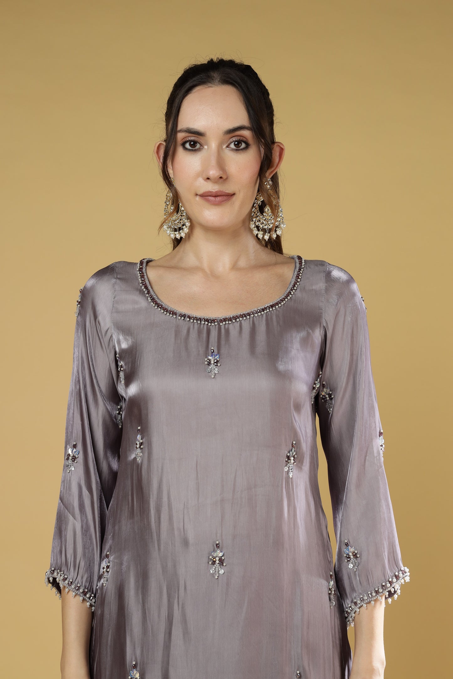 Zariya Kurta Set in Pleated Organza